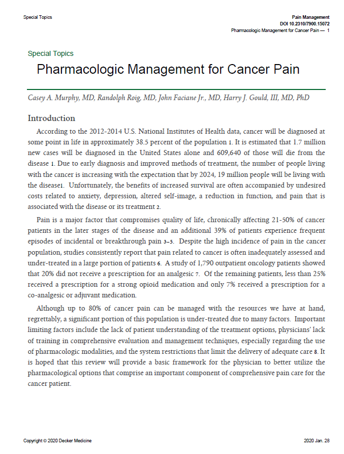 Pharmacologic Management for Cancer Pain picture